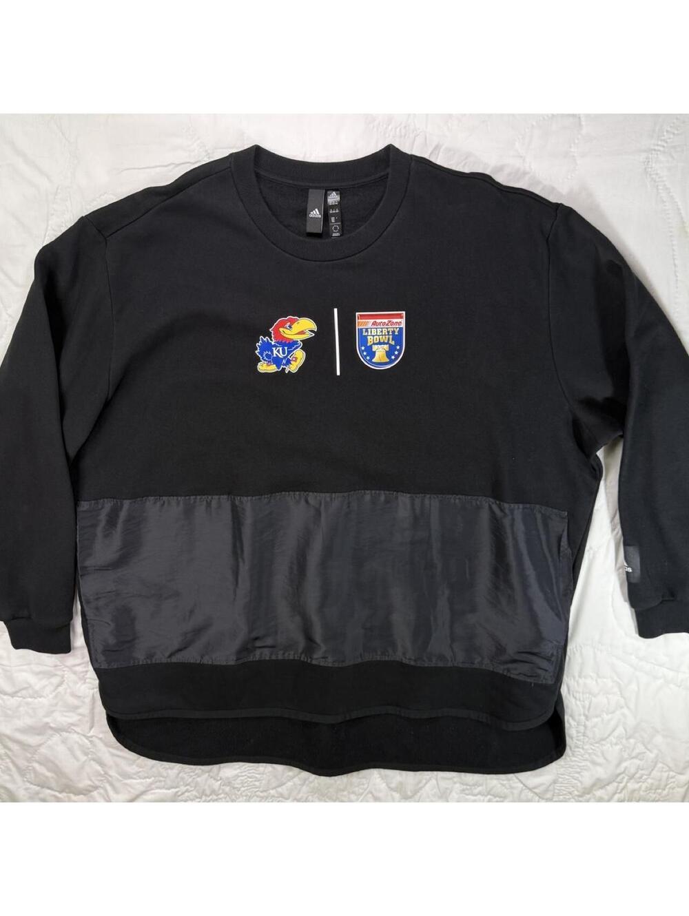 Adidas University of Kansas Jayhawks black crewneck sweatshirt 3XLT